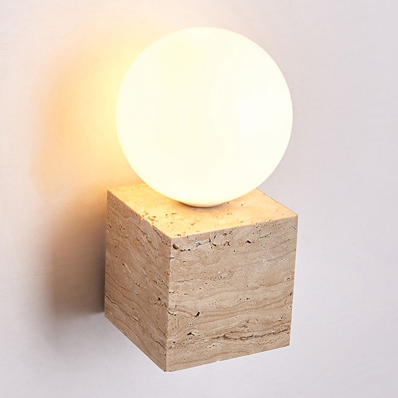 Contemporary White Shade Wall Sconce Lighting Glass Shade Wall Lamp for Bedroom