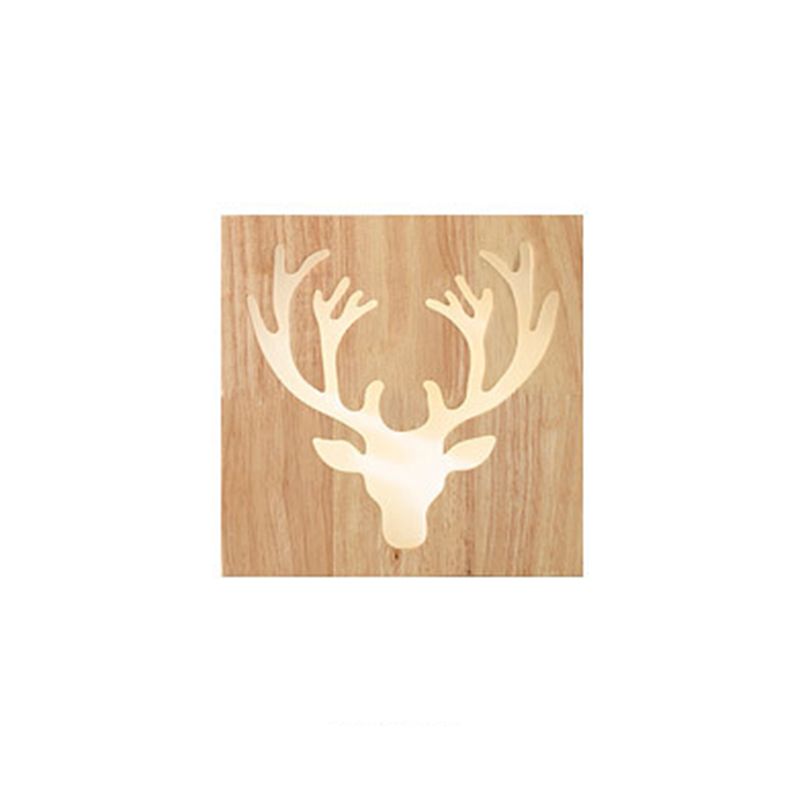 Retangular Shade Wall Lighting Modern Simple Wood Style 1 Light in Brown