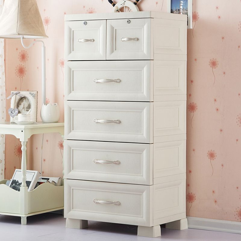 Modern Plastic Storage Cabinet for Bedroom Matte Finish Cabinet with 6 Drawers