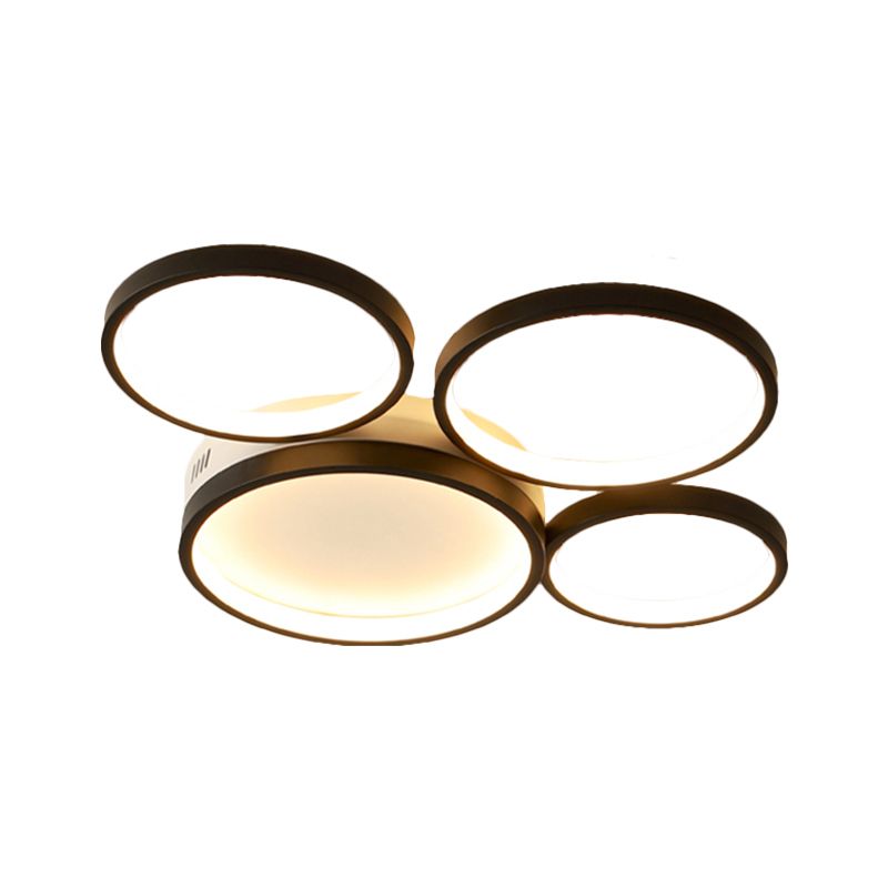 19"/23" W Round Flush Ceiling Light Nordic Acrylic LED Black Flush Mount Lamp for Bedroom