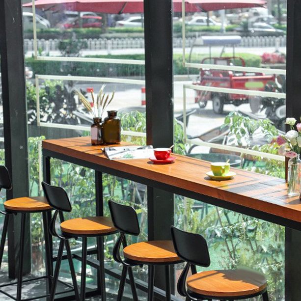 Modern Bar Table Set 1/2/5 Pieces Rectangle Bar Table and Stool with Metal Footrest