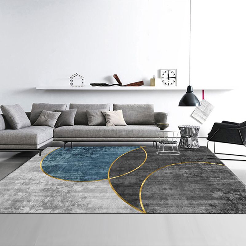 Luxury Area Carpet Funky Contrast Panel Rug Washable Polyester Stain Resistant Carpet for Home Decor