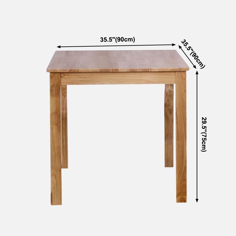 Contemporary Style Oak Dining Table 4 Legs Solid Wood Base Table for Home
