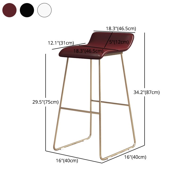 Glam Counter Barhocker, runder Barhocker, armloser Leder-Barhocker mit Fußstütze, Eisengestell