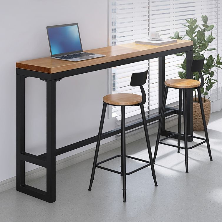 Modern 1/3 Pieces Bar Table Set Rectangle Pine Wood Counter Table with Stools for Cafe