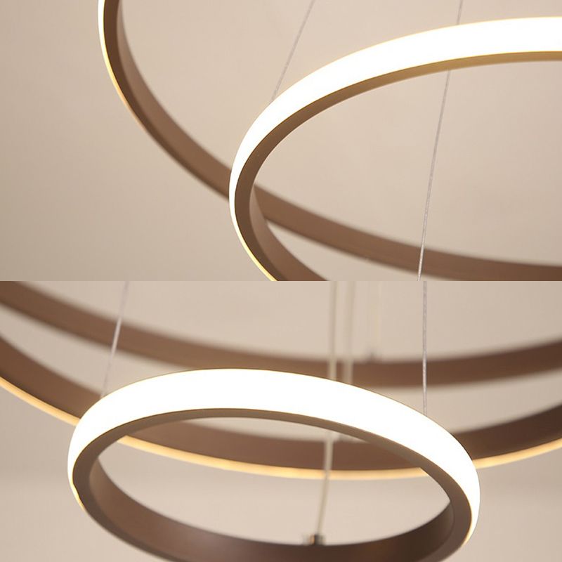 Brauner Multi-Ring-Kronleuchter moderner Acryl 2/3/4 Lichter Wohnzimmer LED-Deckenheize in warm/weiß/natürliches Licht