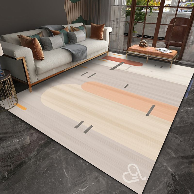 Brown Simple Rug Polyester Modern Rug Washable Indoor Rug for Home Decor