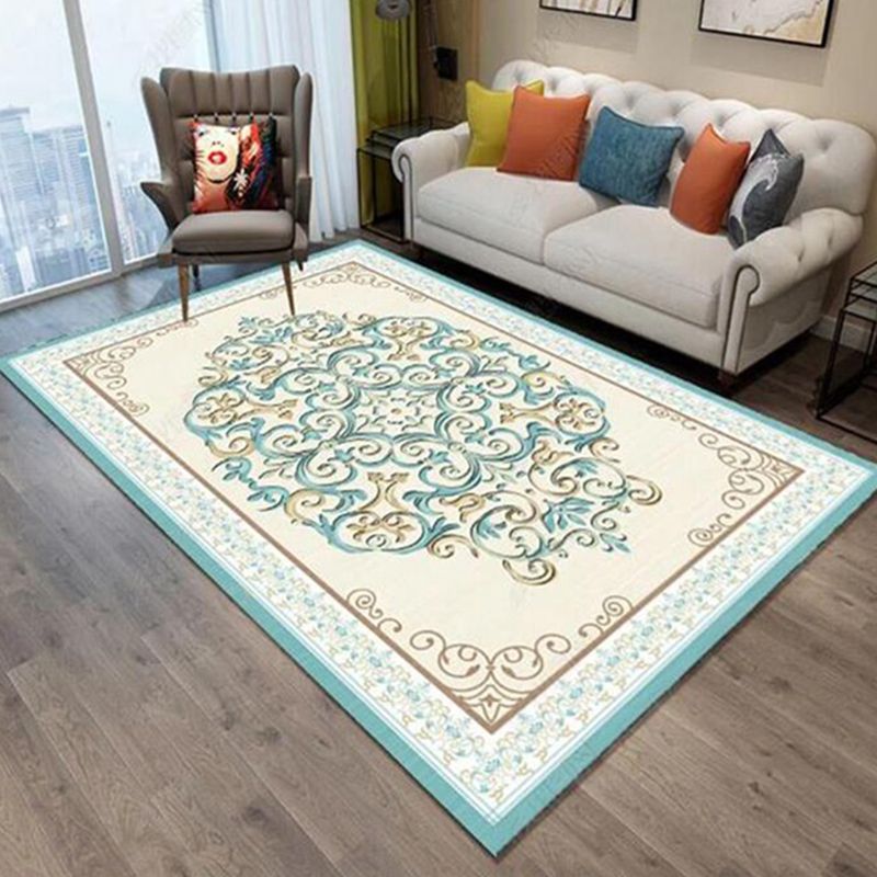 Dark Brown Traditional Rug Polyester Graphic Rug Non-Slip Backing Rug for Living Room