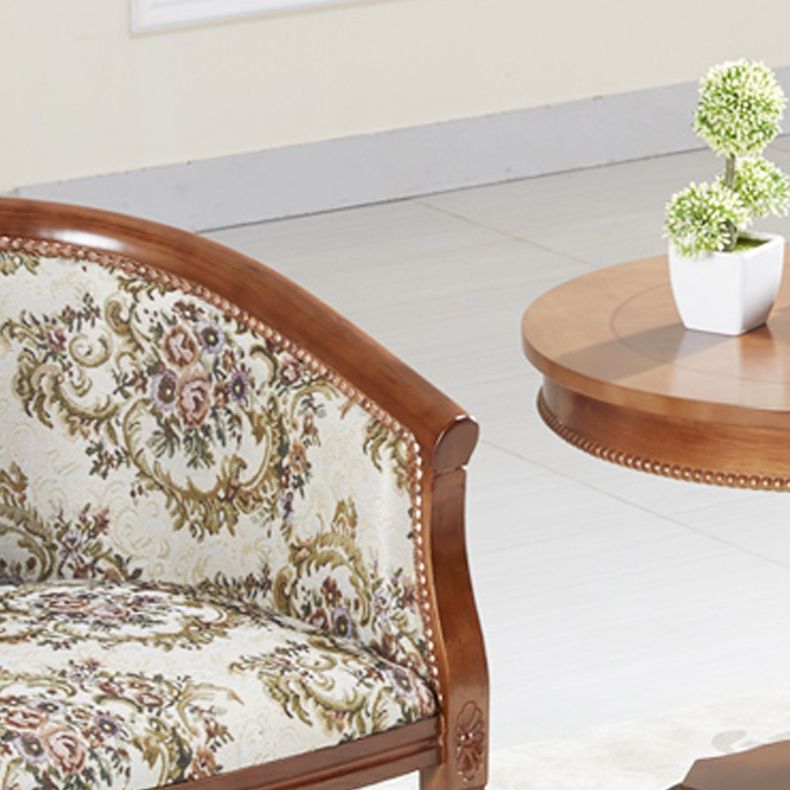 Fabric Arm Chairs Traditional Kitchen Dining Chair with Wood Legs