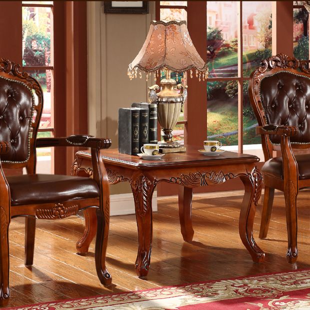 Sillones de comedor victorianos tapizados Sillones capitoné con patas de madera (juego de 2)