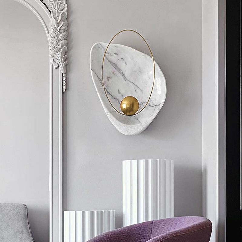 Teardrop Marmor Lampenlampendesigner 1-Licht schwarz/weiße Flush-Montier-Wandleuchte für Wohnzimmer