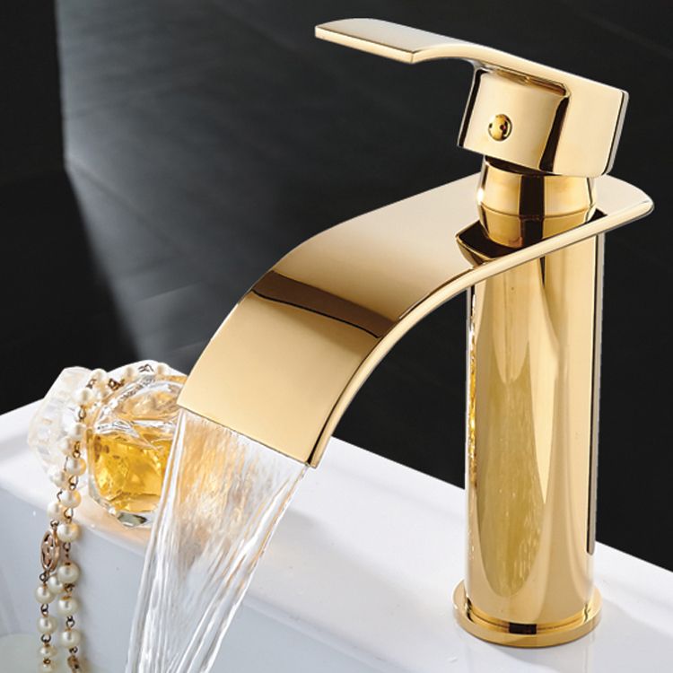 Single Hole Basin Faucet Waterfall Spout Sink Faucet Lever Handle Bathroom Faucet