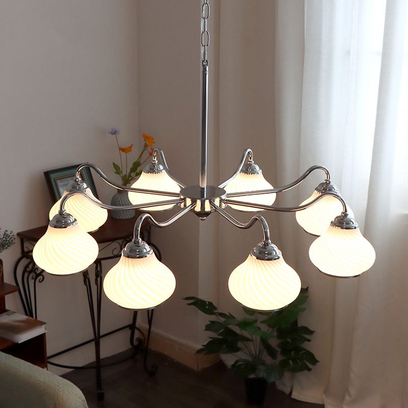 Modern Pendant Light Silver Glass Sputnik Ceiling Light for Living Room