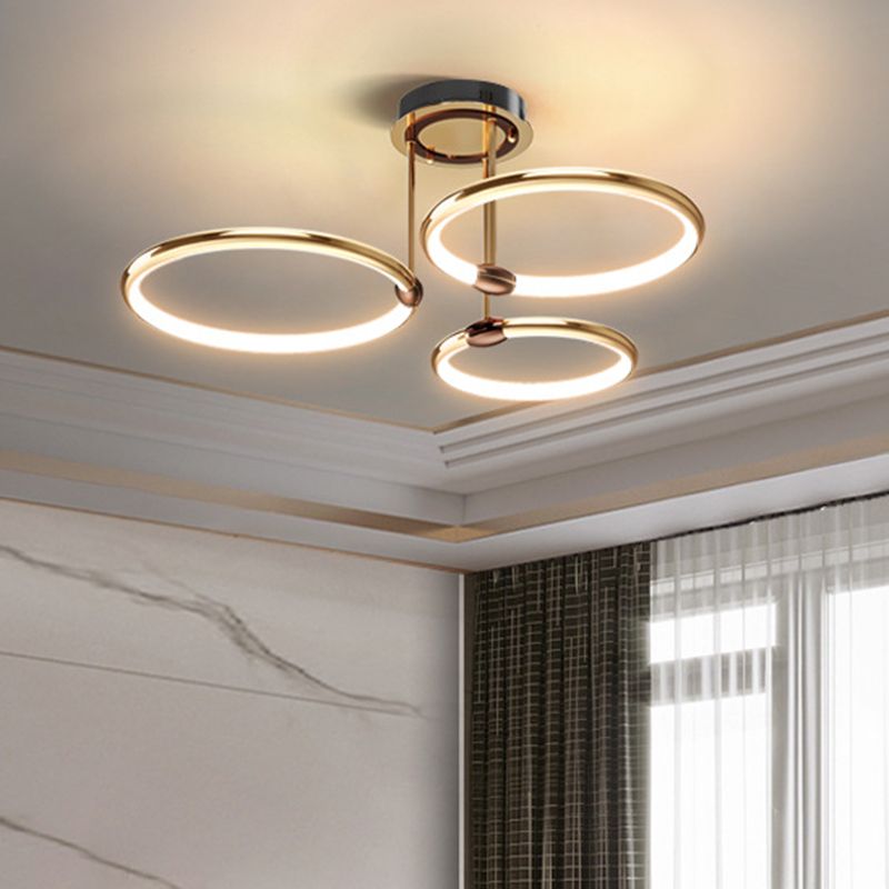 Accesorio de iluminación suspendida en forma de anillo de metal kit de luz colgante LED moderno en oro