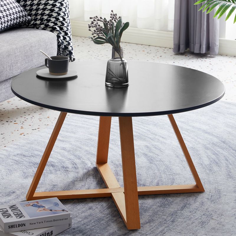 Scandinavian Style Side End Table Wooden Cross Legs Round Sofa Side Accent Table