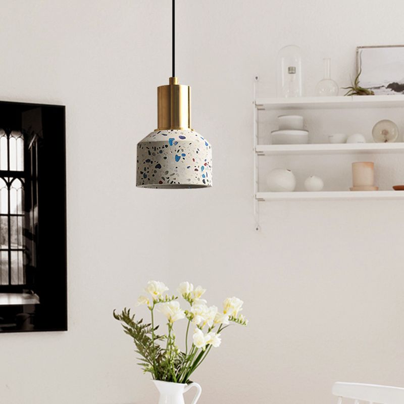 1 Light Pendant Lighting Modern Style Geometric Shape Stone Hanging Lamp for Bedroom