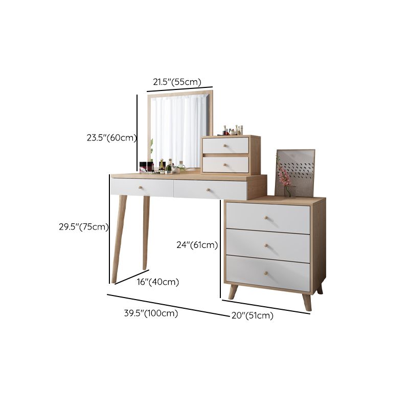 Bedroom Make-up Vanity in Natural Nordic Engineered Wood Dresser