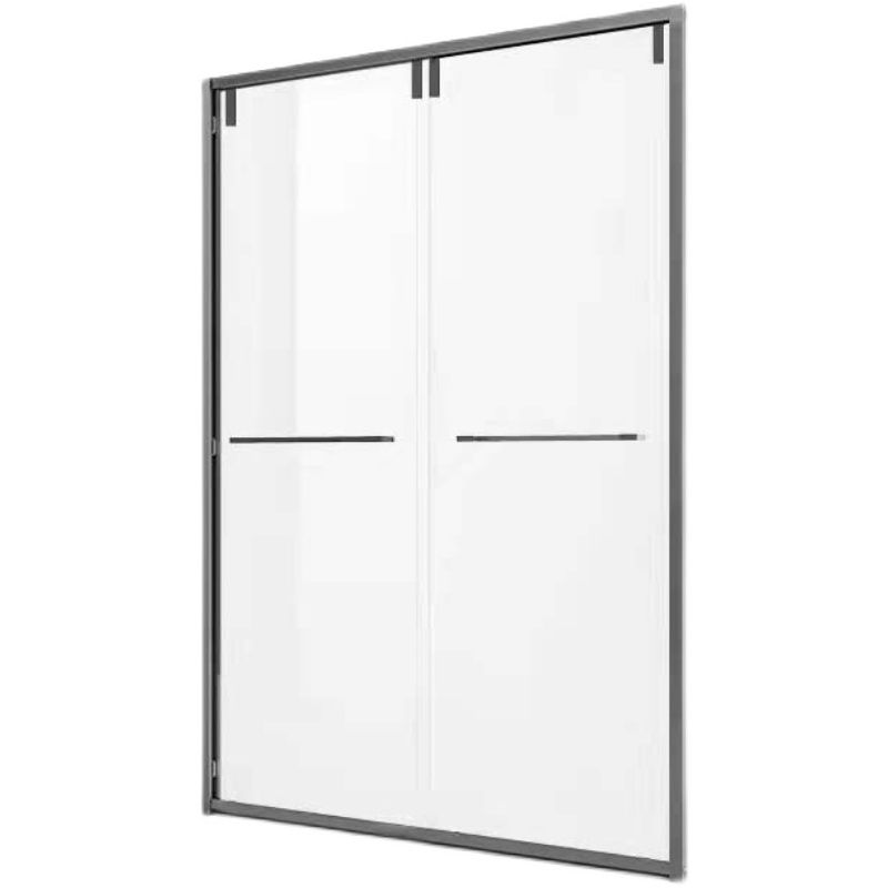 Double Sliding Semi Frameless Inline Tempered Glass Shower Door