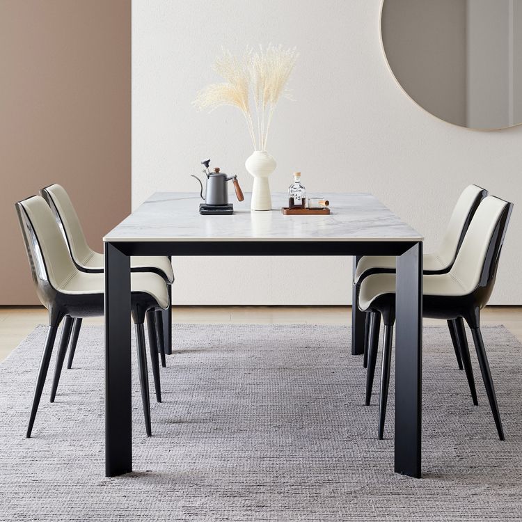 Rectangle Stone Dining Table Contemporary Metal 4 Legs Dining Table