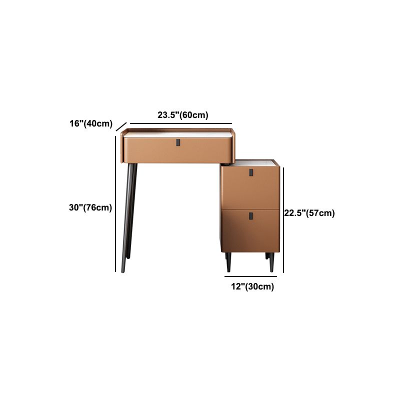 1/3 Drawers, 23.62"/27.56" Wide Vanity Set with Stool and Mirror,Brown