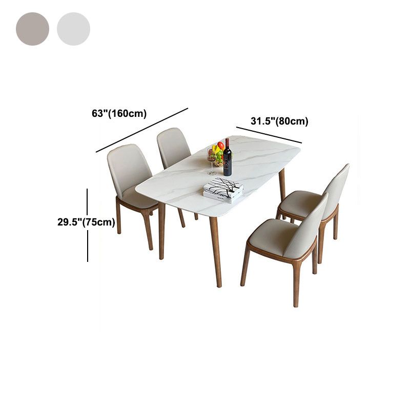 Contemporary Modern Rectangle Stone Table 4 Legs Home Kitchen Dinner Table