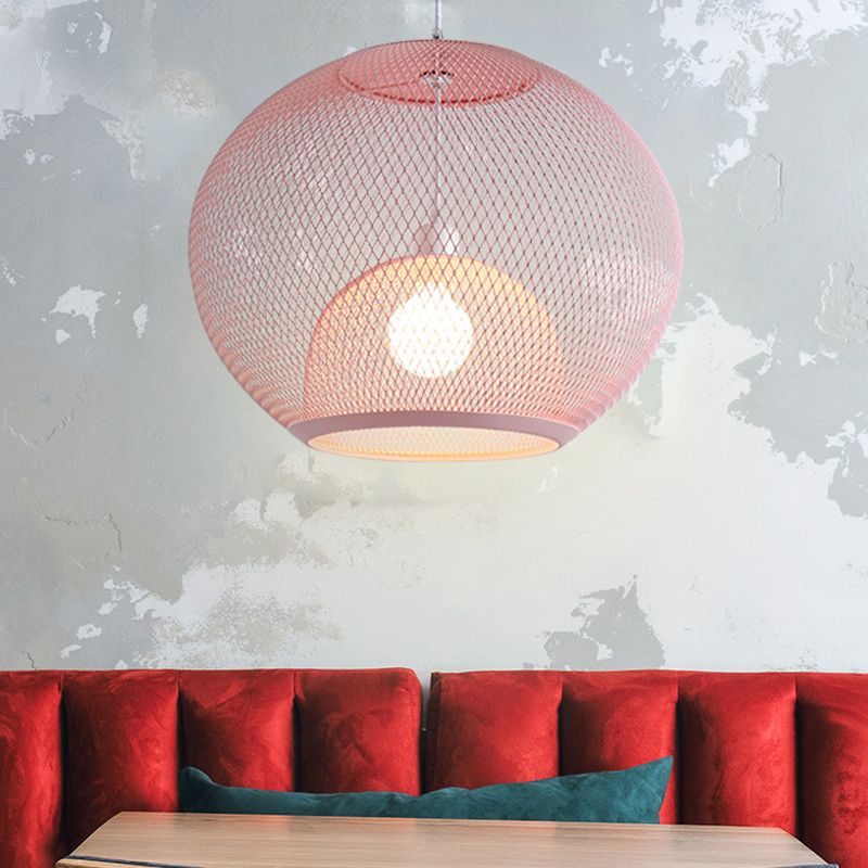 Éclairage à mailles de fil de fer Light Macaron Style 1 Hier Globe Suspension Lumière