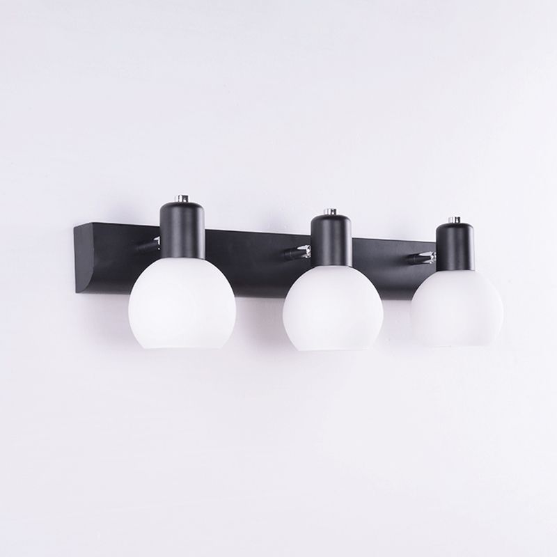 Dome Bath Vanity Light Fixture Minimalistic Satin Opal Glass Wall Mounted Lighting
