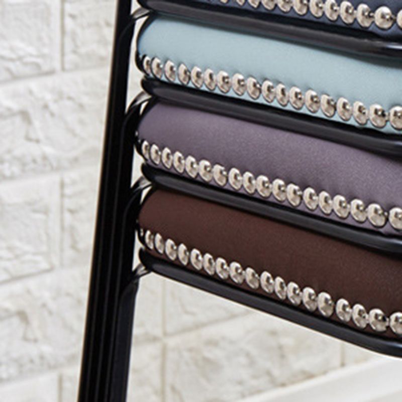 Modern Square Poof Solid Water Resistant Faux Leather Poof with Nailhead Trim