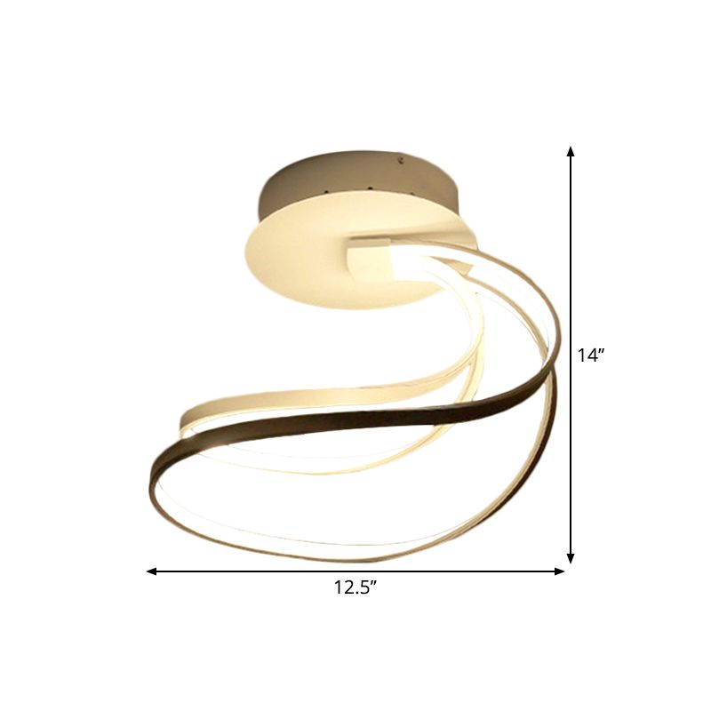 LED Bedroom Ceiling Mounted Fixture Modern White Flush Lamp with Circle Metal Shade in Warm/White Light