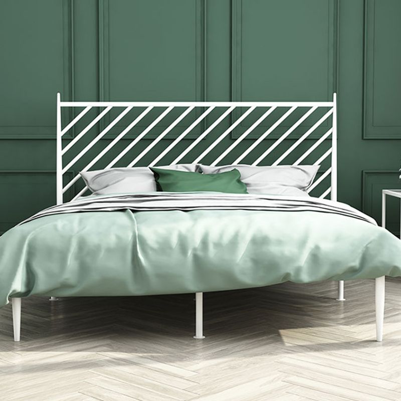 Glam Iron Base Bed with Rectangle Headboard and Metal Legs Open-Frame Bed