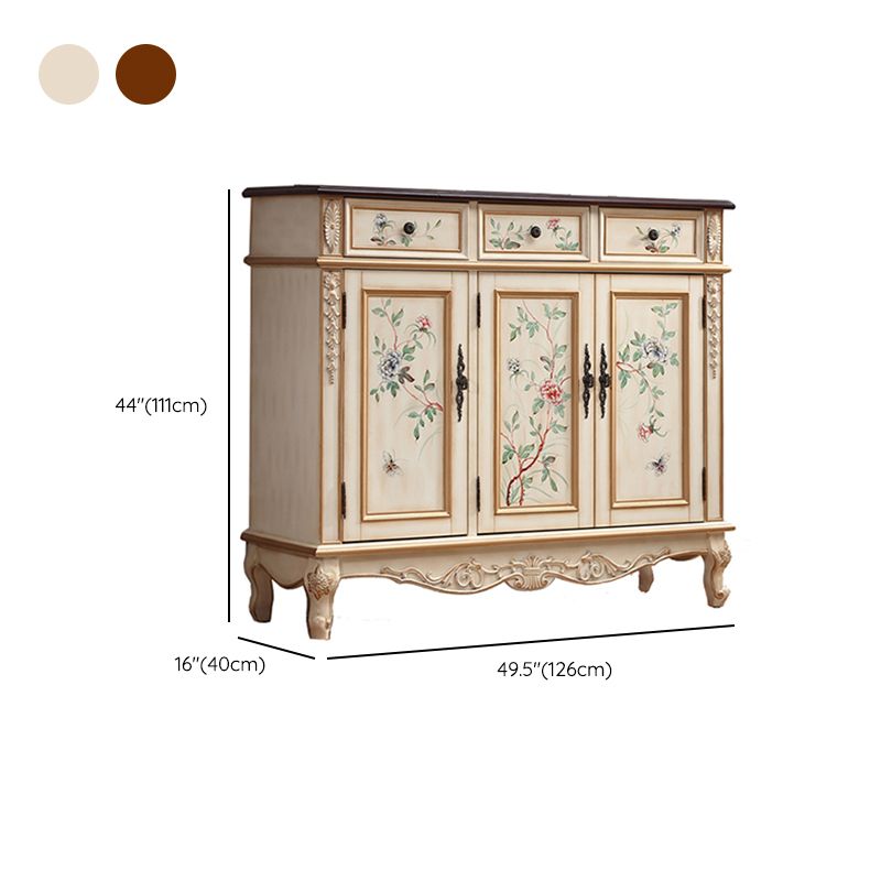 Industrial Cabriole Legs Accent Cabinet Solid Wood Storage Cabinet