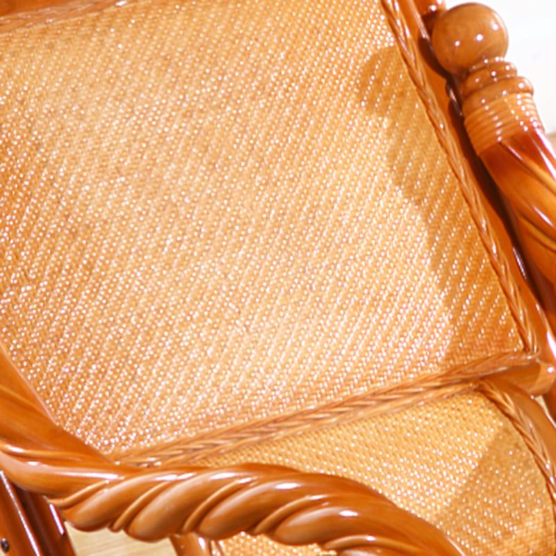 Traditional Rocking Chair Rattan Spindle Backrest Solid Color Indoor Rocking Chair