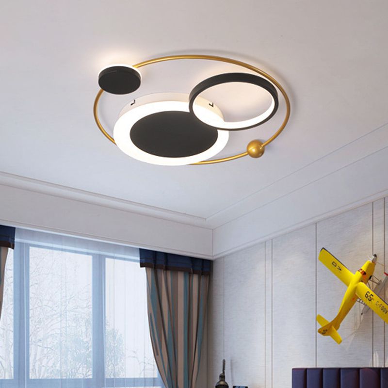 Gold Orbit Flushmount Lighting Creative LED Acrylic Flush Mount Fixture in Warm/White Light for Living Room