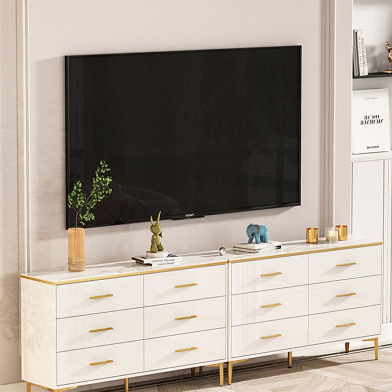 Glam Stone Storage Chest Bedroom 11.8" Wide Chest in White with Drawers