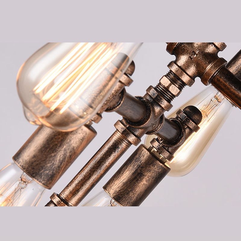 Metal Tubes Chandelier Pendant Light Industrial Style Restaurant Ceiling Chandelier in Rust