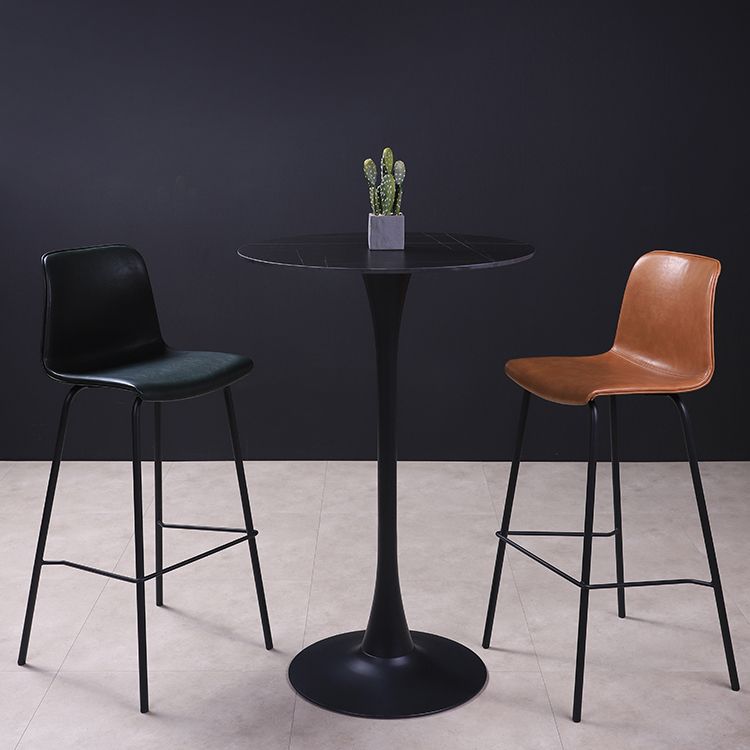 Taburetes de mostrador de metal negro industrial taburete de barra baja con asiento de cubo