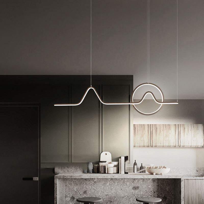 2 Lights Modern Style Island Pendants Metal Pendant Lights in Black for Dining Room
