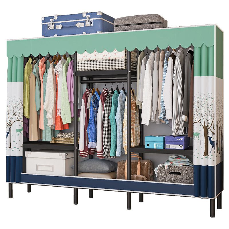 Contemporary Bedroom Wardrobe Metal Wardrobe Closet with Shelves