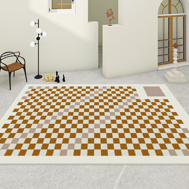 Multicolor Modern Area Carpet Polyester Checkered Indoor Rug Easy Care Carpet for Living Room