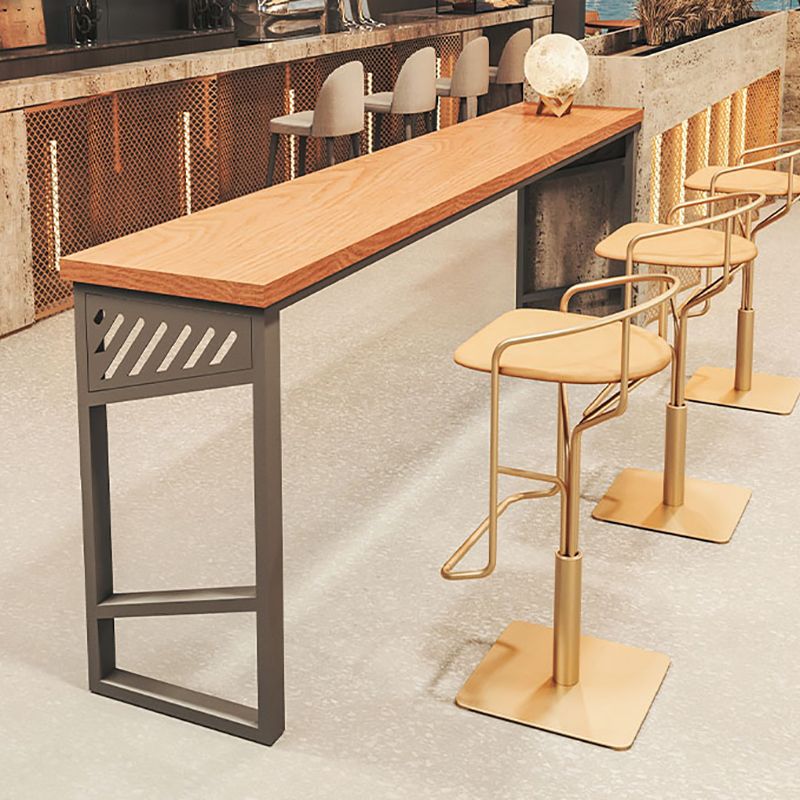 Industrial Rectangle Bistro Bar Desk Solid Wood Bistro Table with Double Pedestal