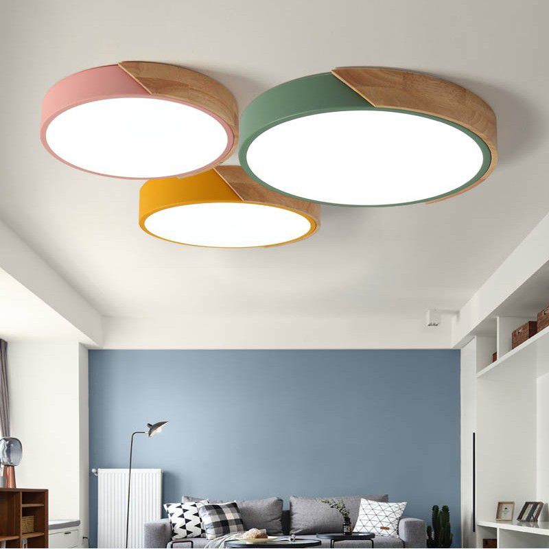 Lampada da soffitto a LED a forma rotonda in stile moderno e semplice macaroon in acrilico 1 luce per la camera degli ospiti dell'hotel studio