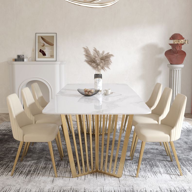 1/4/5/7 Pieces Luxury Dining Set Sintered Stone Dining Furniture with Leather Chairs