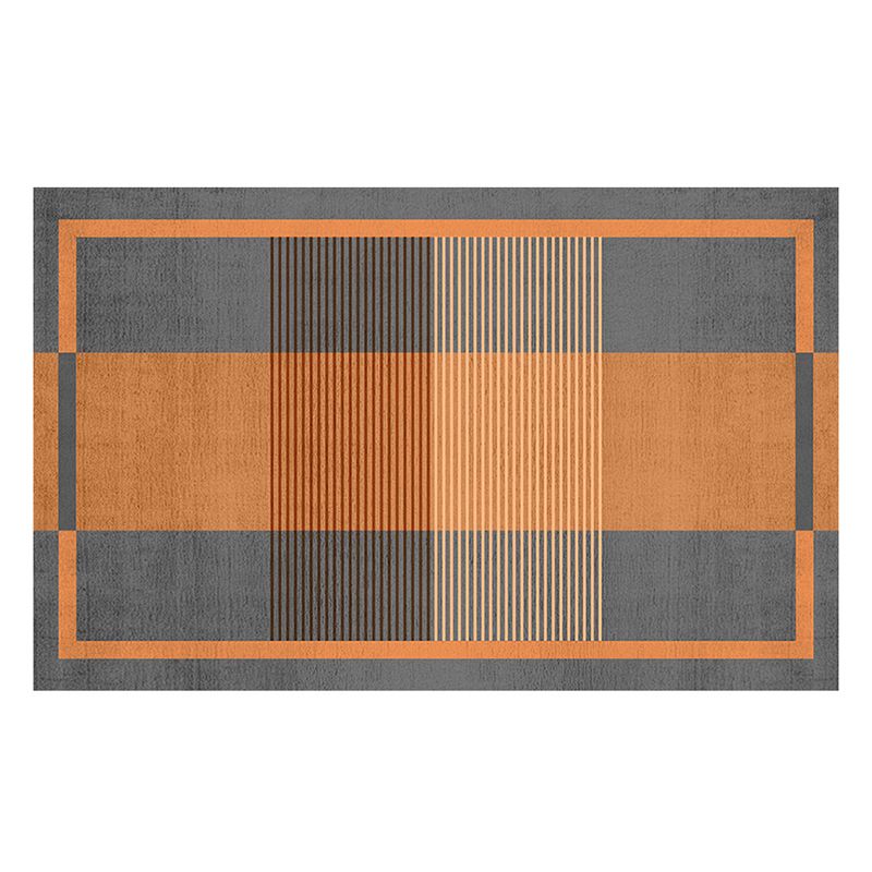Orange Living Room Area Carpet Geometric Print Polyester Area Rug Anti-Slip Washable Rug
