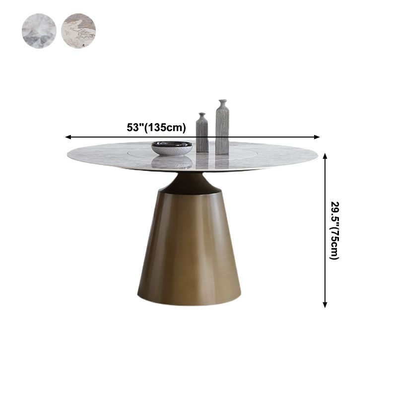 Sintered Stone Top Round Table for Restaurant Modern Dining Table with Metal Pedestal