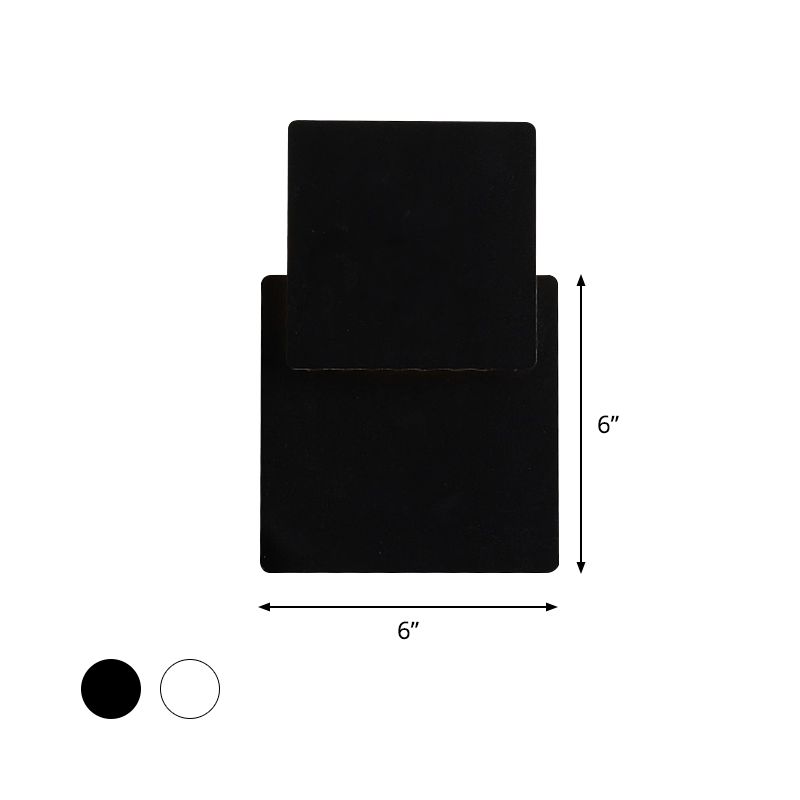 Iron Moveable Shade Square Wall Lamp Minimalism Novelty Black/White LED Sconce Lighting in Warm/White Light