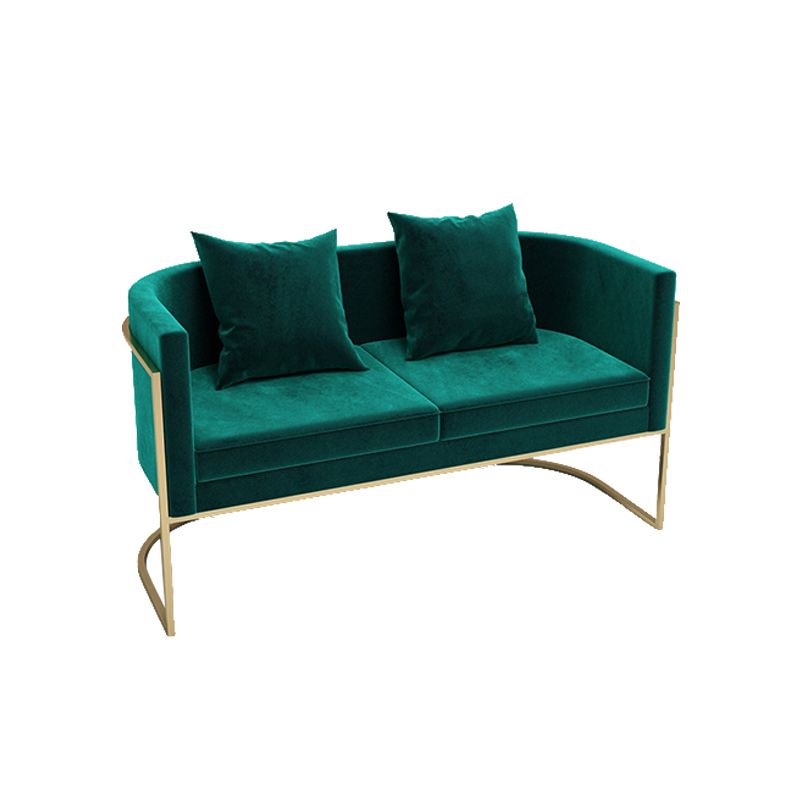 Contemporary 27.55" H Metal Frame Solid Color Velvet Tuxedo Arm Sofa