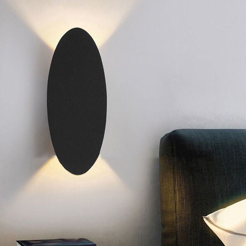 Oval Shape Wall Lamp Modern Style Metal 2 Lights Wall Light in White/Black