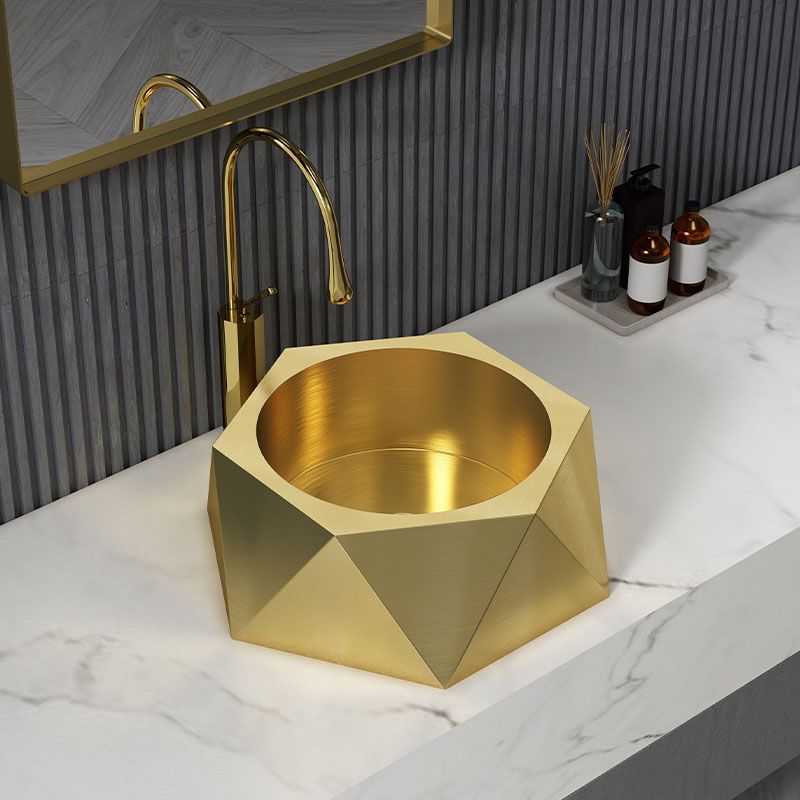 Modern Vessel Sink Metal Specialty with Pop-Up Drain Vessel Lavatory Sink