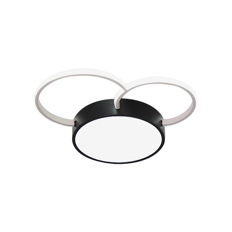 Round vicino all'illuminazione del soffitto modernismo in metallo camera da letto a LED lampada montato in bianco in bianco, 16 "/19.5" /23,5 "