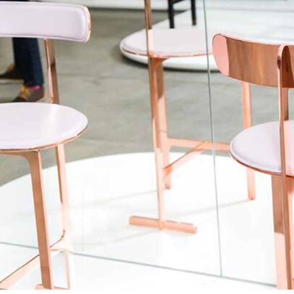Glam Faux Leather Bar Stool Low Back Counter Bar Stool for Home